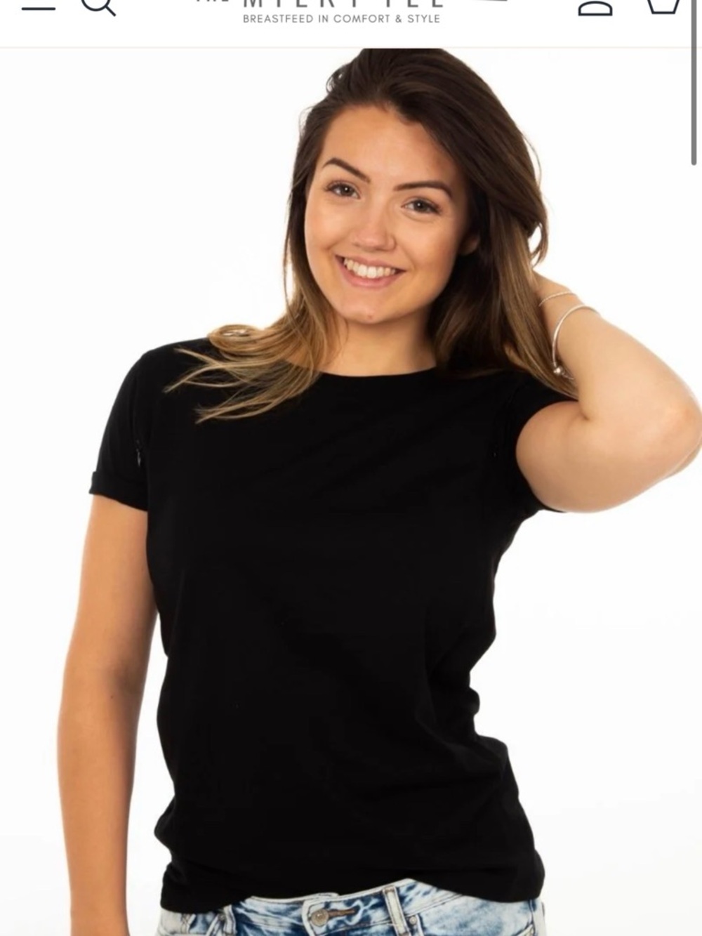 Women's Black Short Sleeve Crewneck Tee